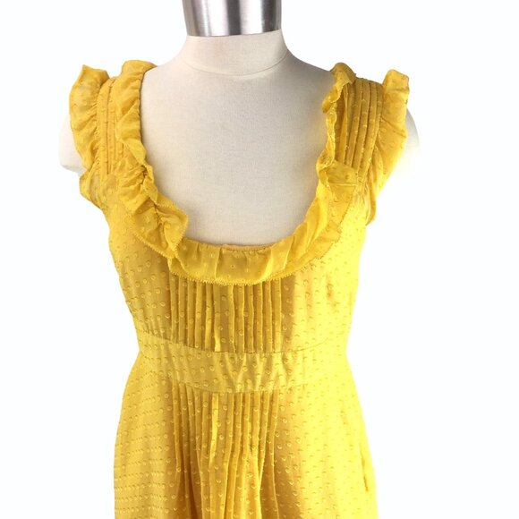 Anthropologie Moulinette Soeurs Behind the Clouds Yellow Swiss Dot Dress Size 4 - Picture 6 of 14